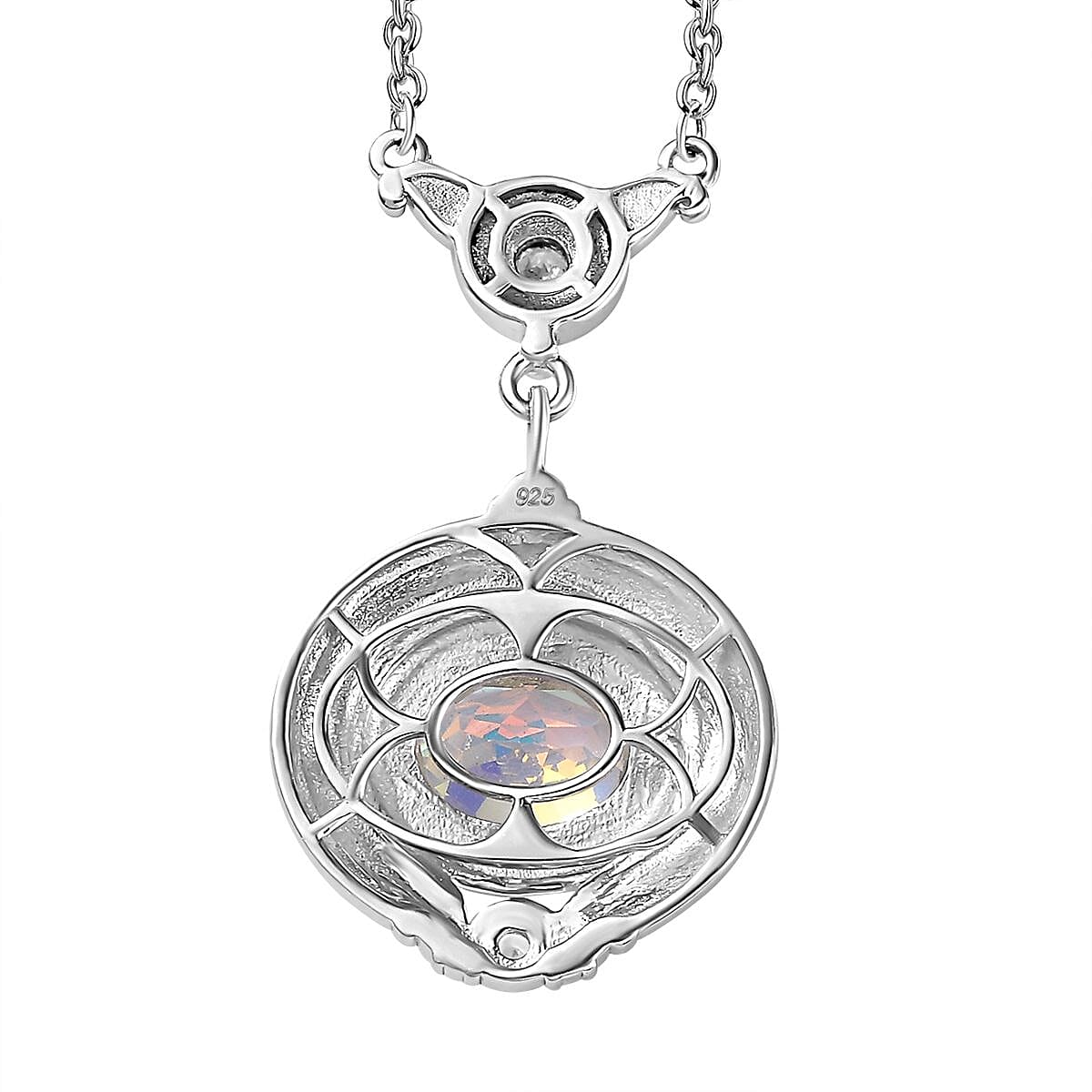 Mercury Mystic Topaz, White Zircon Fancy Necklace (Size - 20) in Rhodium Overlay Sterling Silver, 2.136  Ct. V32646462 5