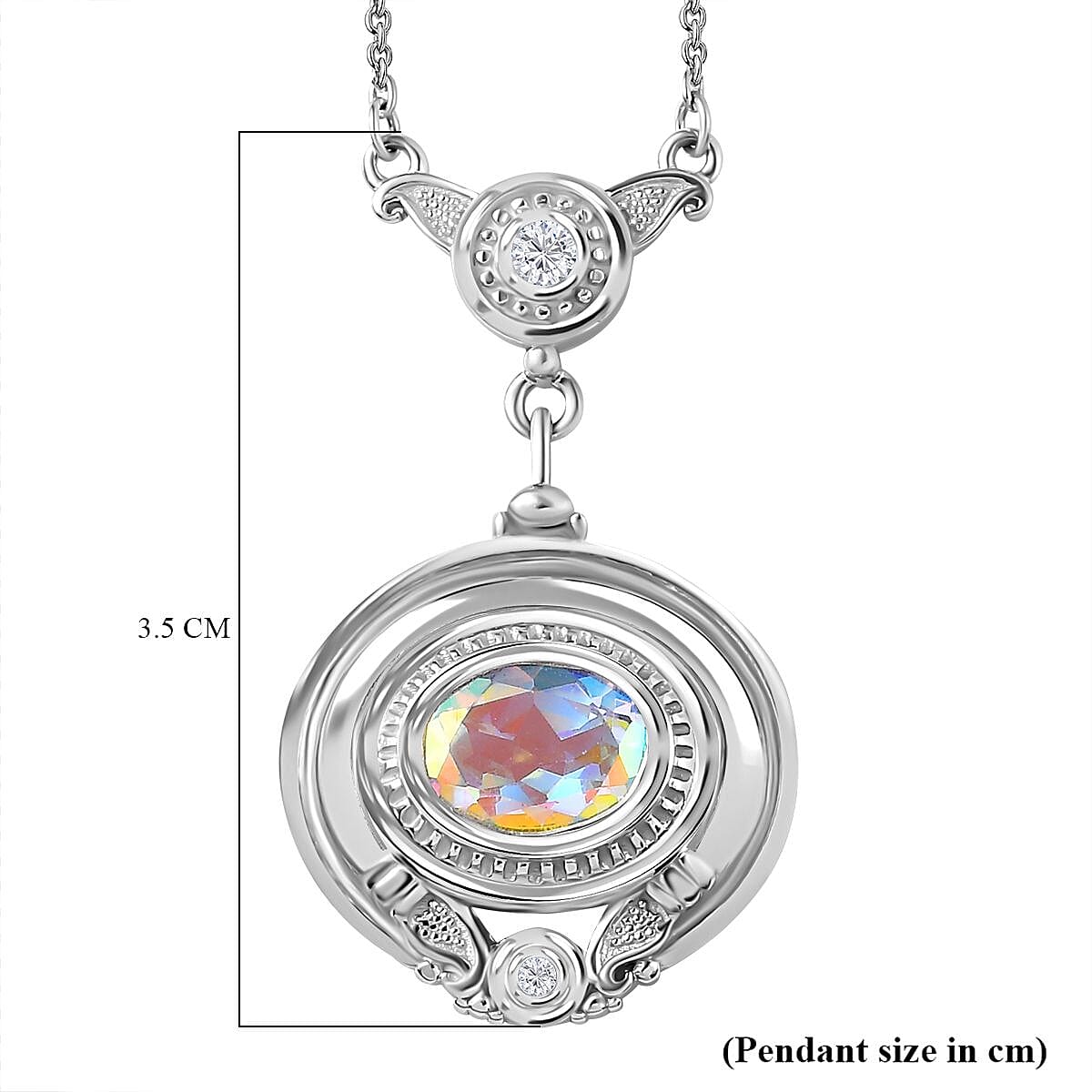 Mercury Mystic Topaz, White Zircon Fancy Necklace (Size - 20) in Rhodium Overlay Sterling Silver, 2.136  Ct. V32646462 6
