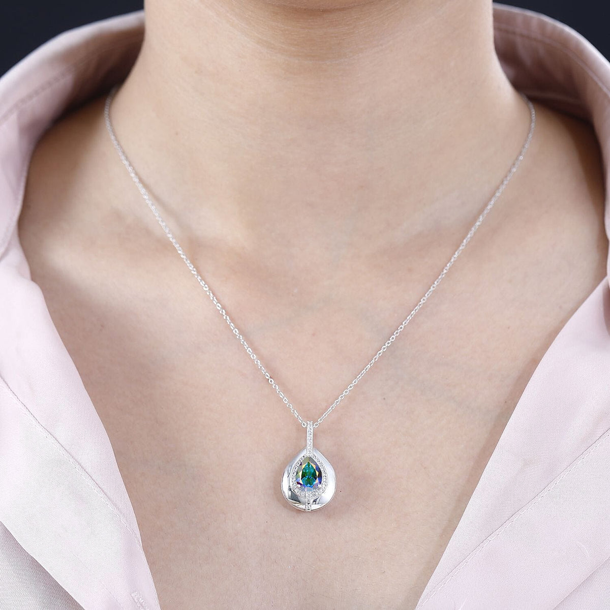 Mercury Mystic Topaz and Natural Zircon Drop Pendant with Chain (Size 20) in Rhodium Overlay Sterling Silver 3.62 Ct 4275540 2