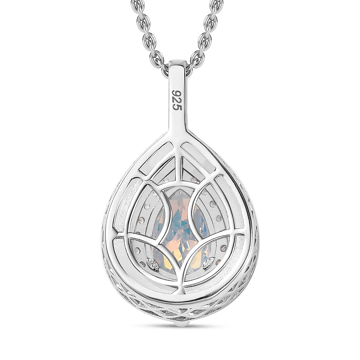 Mercury Mystic Topaz and Natural Zircon Drop Pendant with Chain (Size 20) in Rhodium Overlay Sterling Silver 3.62 Ct 4275540 6
