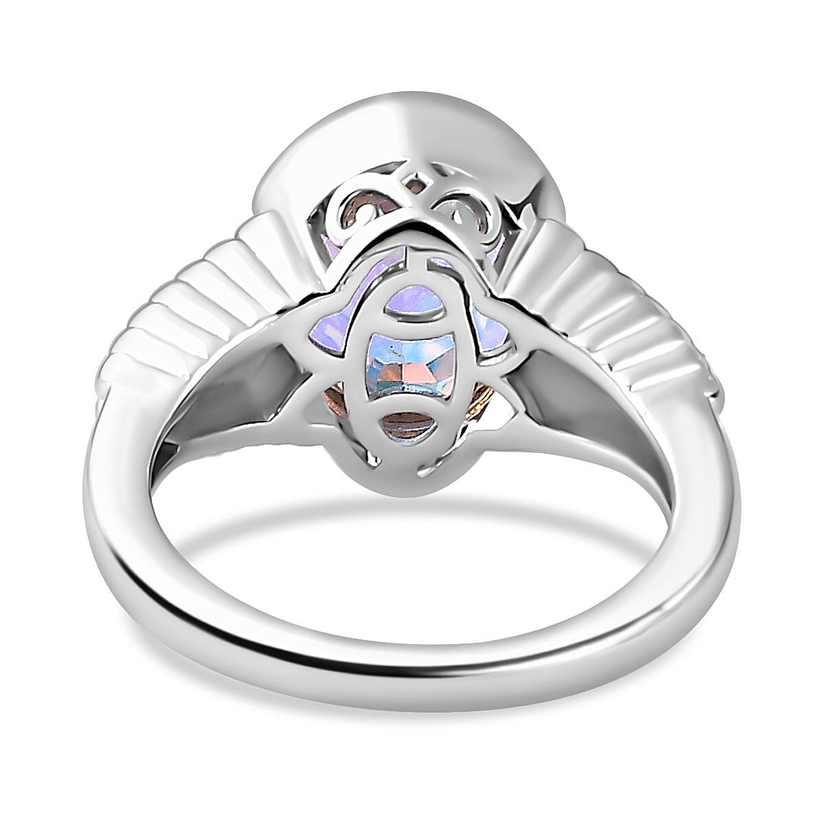Mercury Mystic Topaz &amp; Natural Zircon Ring in Rhodium Overlay Sterling Silver 4.30 Ct, Silver Wt. 5.30 Gms 7782612 4