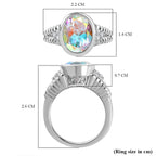 Mercury Mystic Topaz & Natural Zircon Ring in Rhodium Overlay Sterling Silver 4.30 Ct, Silver Wt. 5.30 Gms