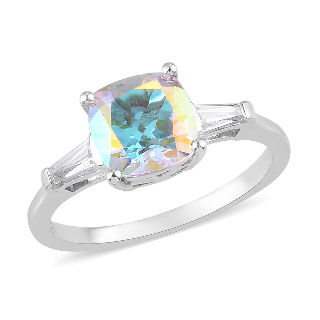 Mercury Mystic Topaz and White Topaz Ring in Platinum Overlay Sterling Silver 1.75 Ct.