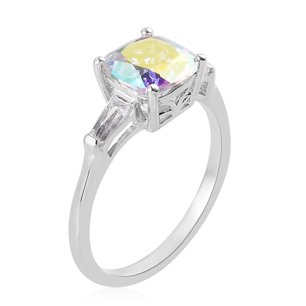Mercury Mystic Topaz and White Topaz Ring in Platinum Overlay Sterling Silver 1.75 Ct.
