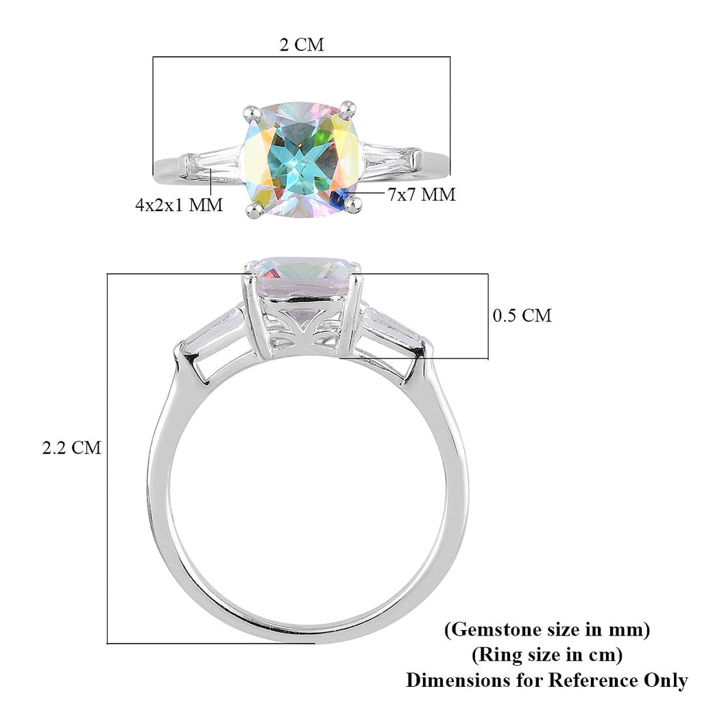 Mercury Mystic Topaz and White Topaz Ring in Platinum Overlay Sterling Silver 1.75 Ct.