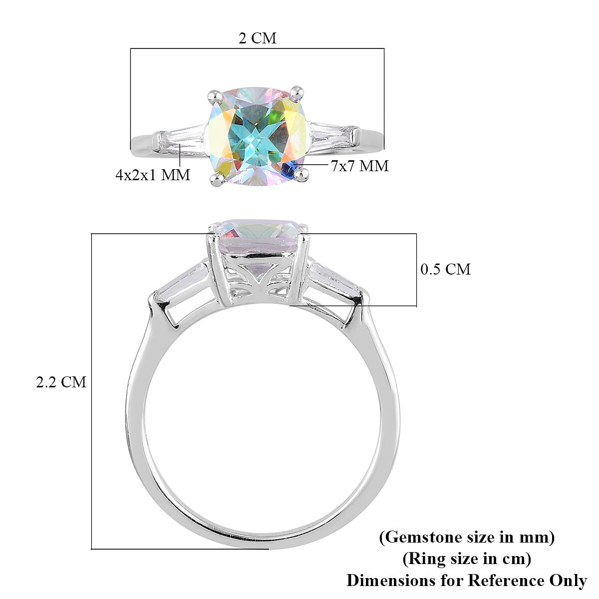 Mercury Mystic Topaz and White Topaz Ring in Platinum Overlay Sterling Silver 1.75 Ct. 3686303 5