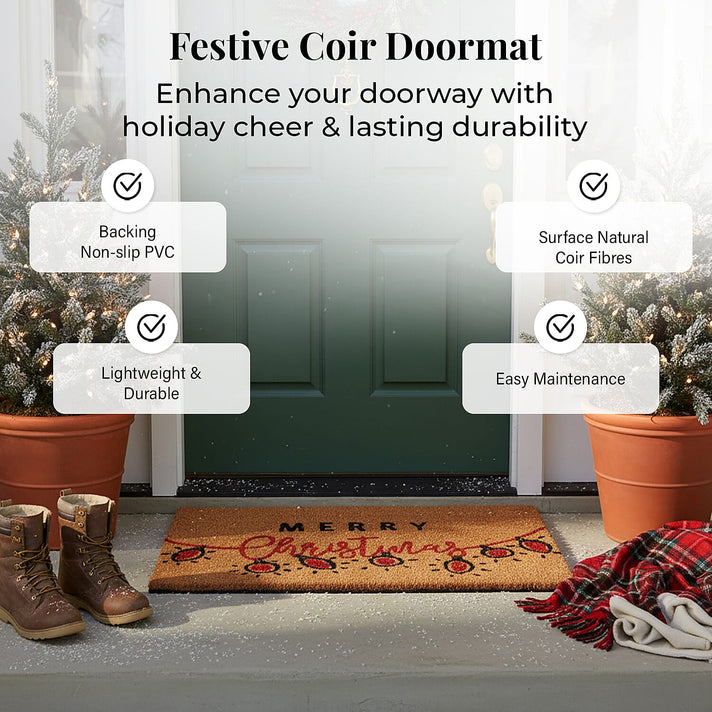 Merry Christmas Bleached Print Coir Doormat 8194754 2