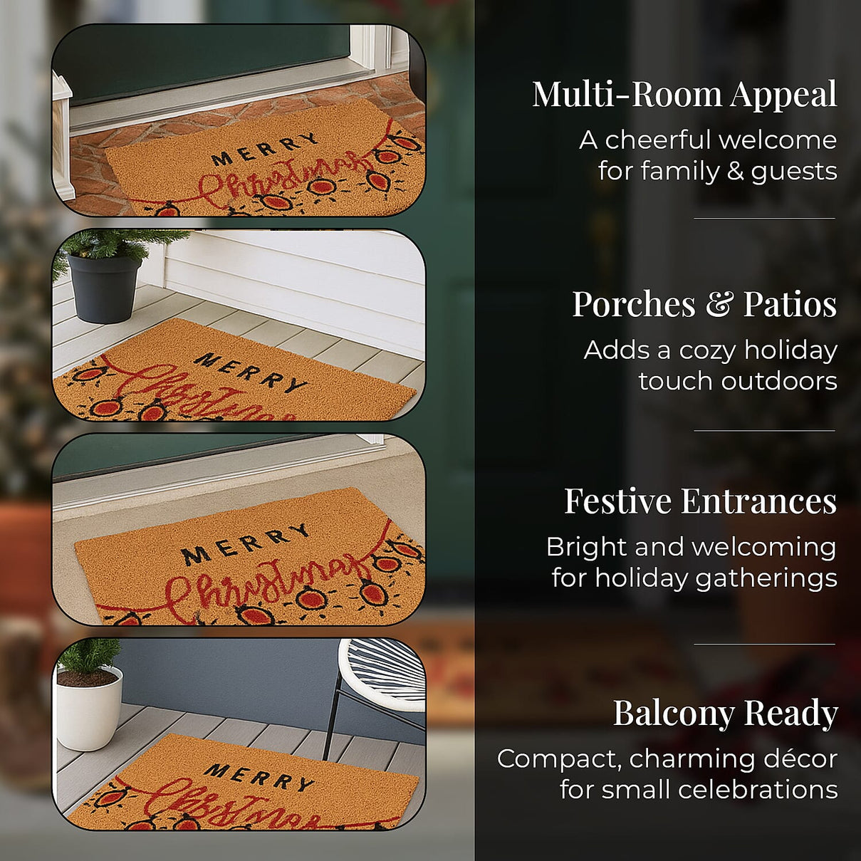 Merry Christmas Bleached Print Coir Doormat V32534789 3