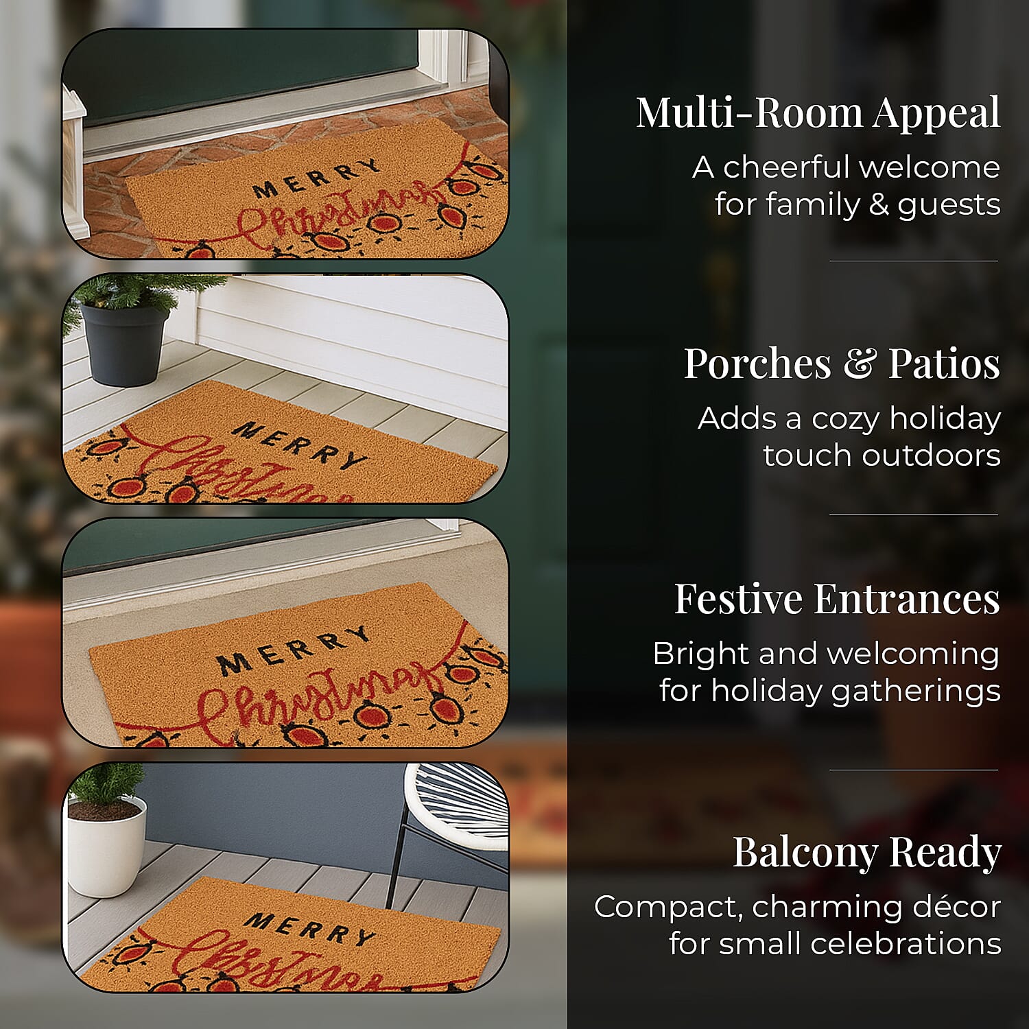 Merry Christmas Bleached Print Coir Doormat V32534789 3