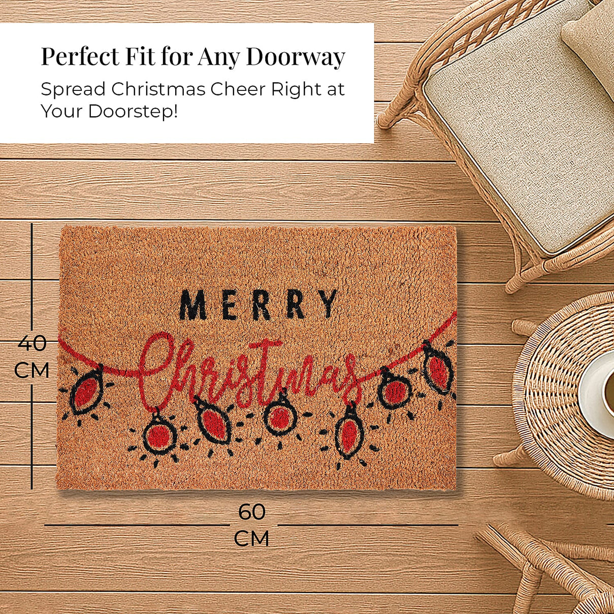Merry Christmas Bleached Print Coir Doormat V32534789 5