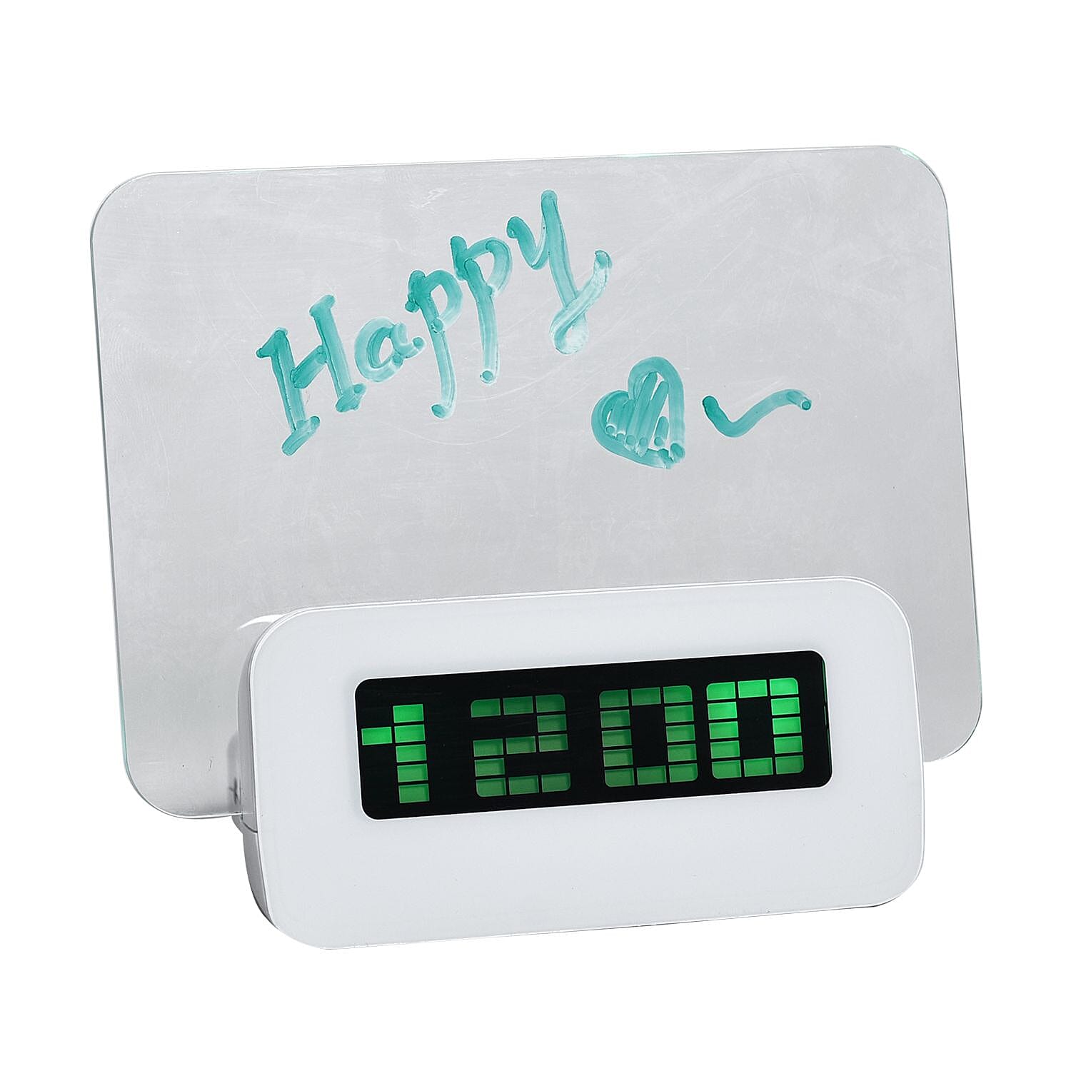 Message Board and Watercolour Pen Digital Alarm Clock with Green Light Display - White 7012219 5