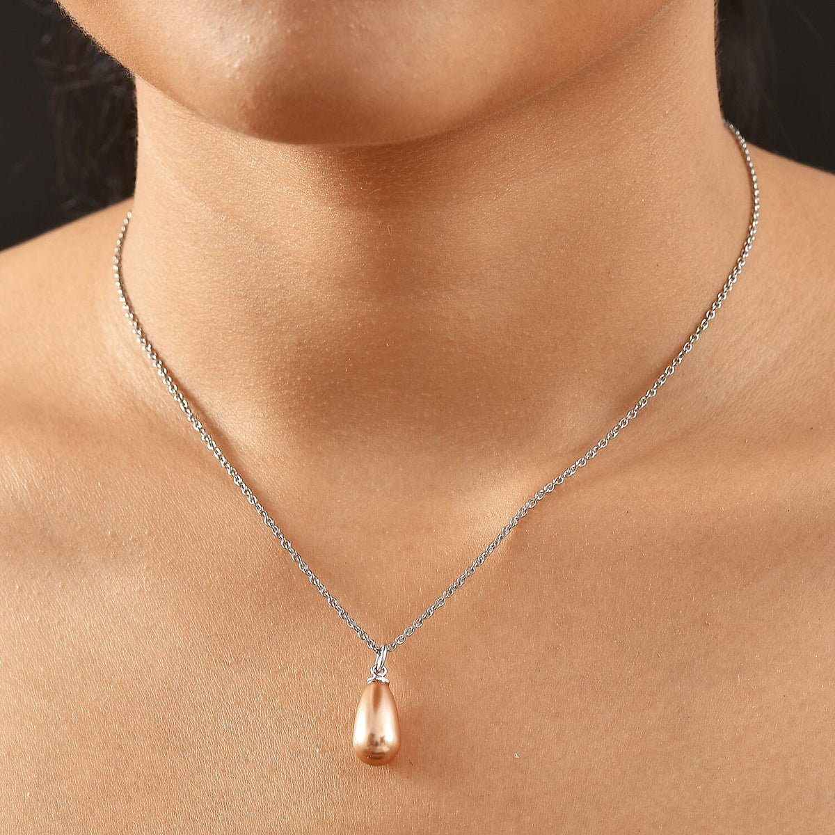Metallic Rose Gold Swarovski Crystal Pendant with Chain (Size 20) in Platinum Overlay Sterling Silver 7.92 Ct. 4369448 2