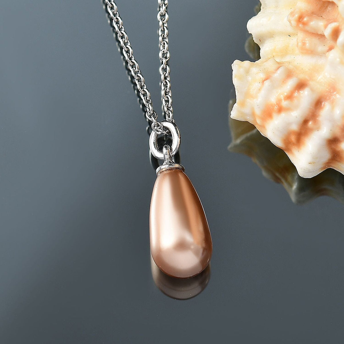Metallic Rose Gold Swarovski Crystal Pendant with Chain (Size 20) in Platinum Overlay Sterling Silver 7.92 Ct. 4369448 3