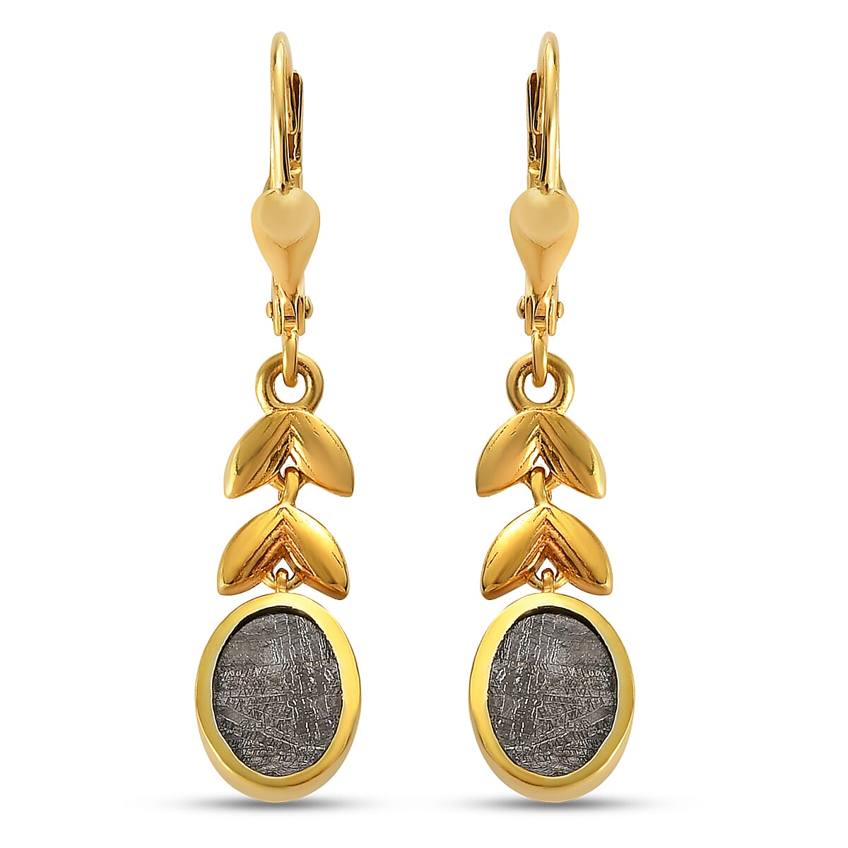 Meteorite Solitaire Dangle Earrings in 14K Gold Overlay Sterling Silver 7.24 Ct. 7149586 0