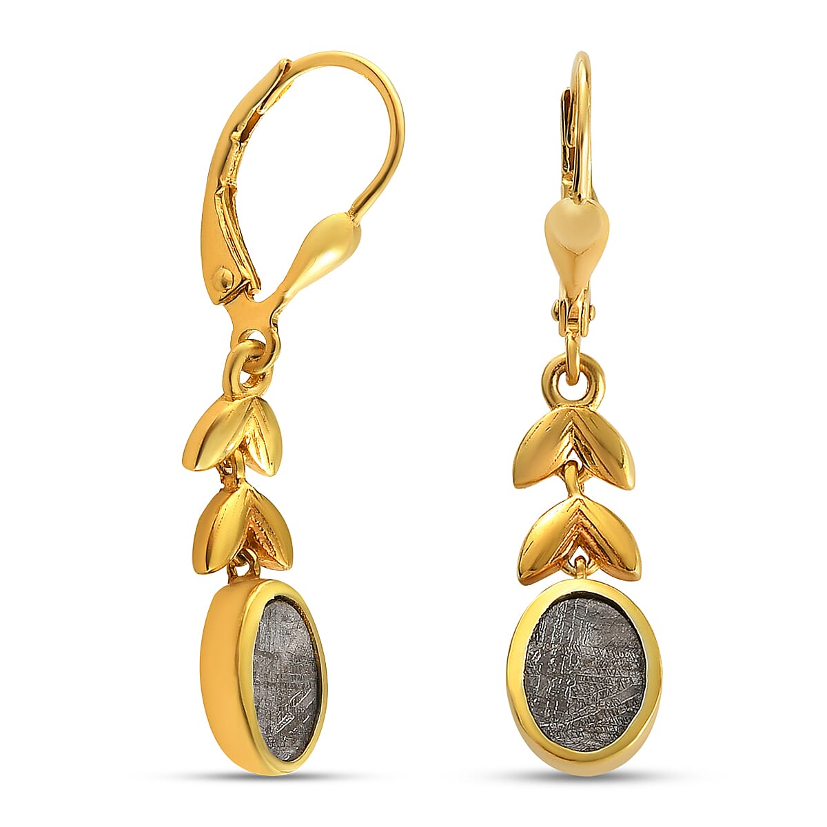 Meteorite Solitaire Dangle Earrings in 14K Gold Overlay Sterling Silver 7.24 Ct. 7149586 3