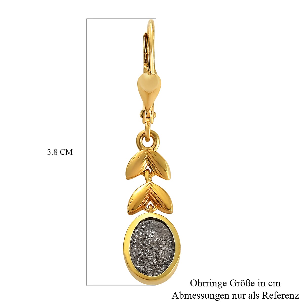 Meteorite Solitaire Dangle Earrings in 14K Gold Overlay Sterling Silver 7.24 Ct. 7149586 4