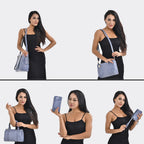 Closeout Deal - Set of 6 Croc Embossed Handbags - Blue