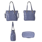 Closeout Deal - Set of 6 Croc Embossed Handbags - Blue
