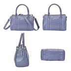 Closeout Deal - Set of 6 Croc Embossed Handbags - Blue