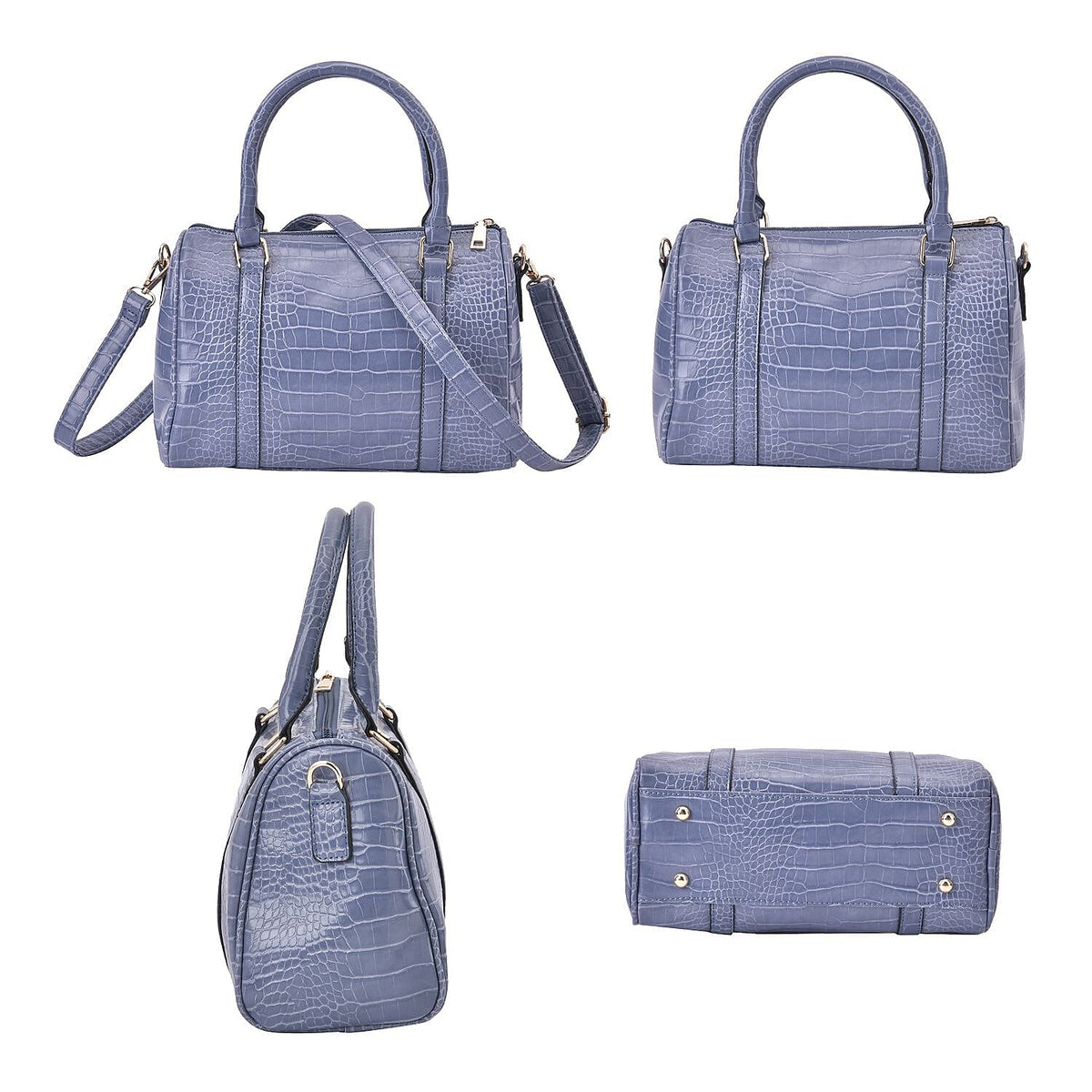 Closeout Deal - Set of 6 Croc Embossed Handbags - Blue 7197909 3