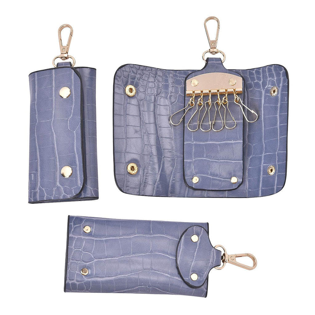 Closeout Deal - Set of 6 Croc Embossed Handbags - Blue