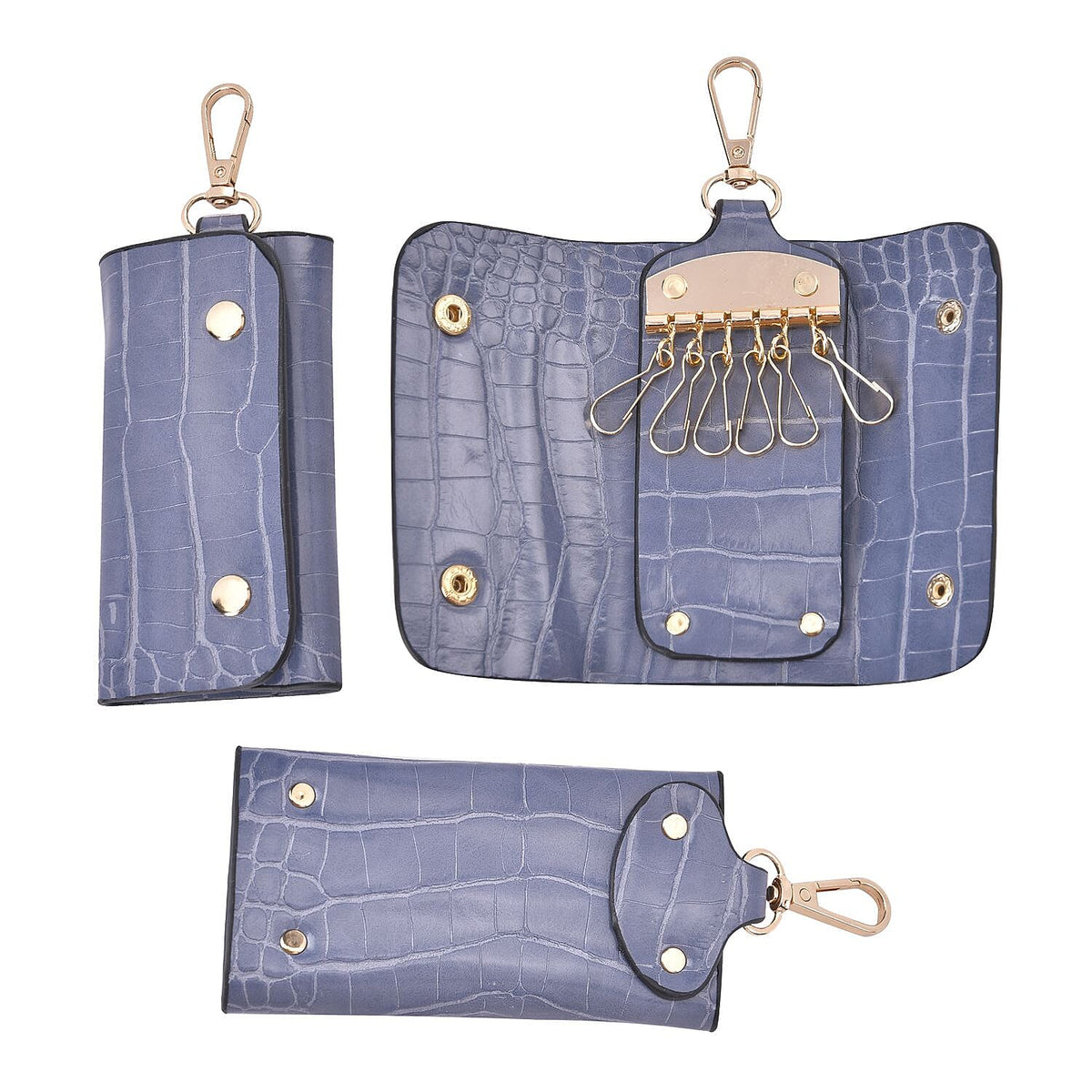 Closeout Deal - Set of 6 Croc Embossed Handbags - Blue 7197909 7