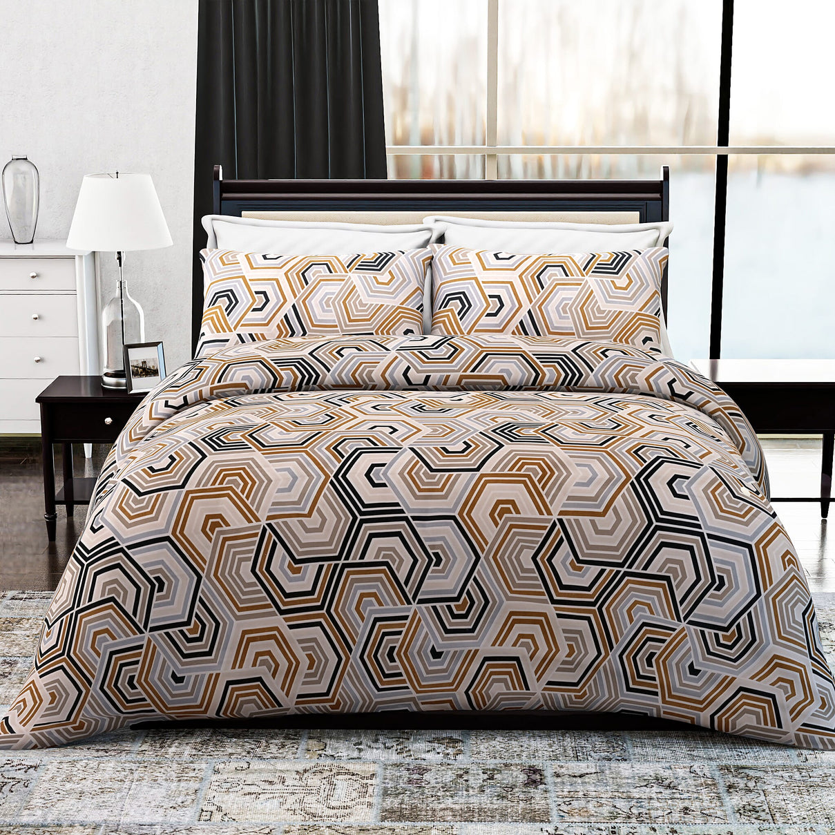 Hush Heaven 3-Piece Printed Duvet Set with Pillow Covers - Storage Bag (Size Double) - Multicolor 8083250 0