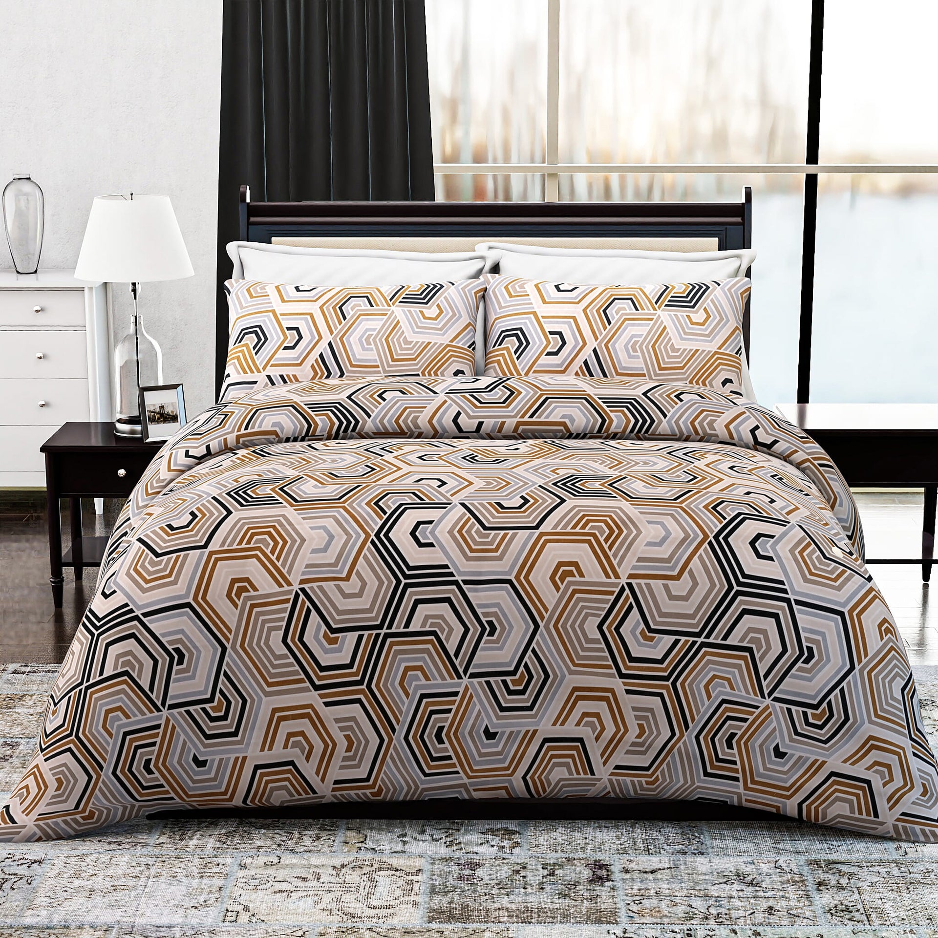 Hush Heaven 3-Piece Printed Duvet Set with Pillow Covers - Storage Bag (Size Double) - Multicolor 8083250 0