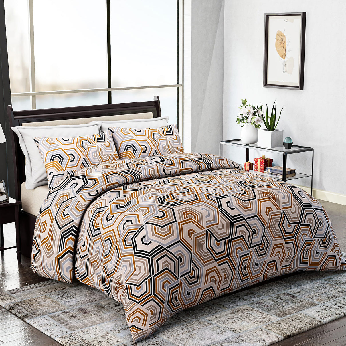 Hush Heaven 3-Piece Printed Duvet Set with Pillow Covers - Storage Bag (Size Double) - Multicolor 8083250 2