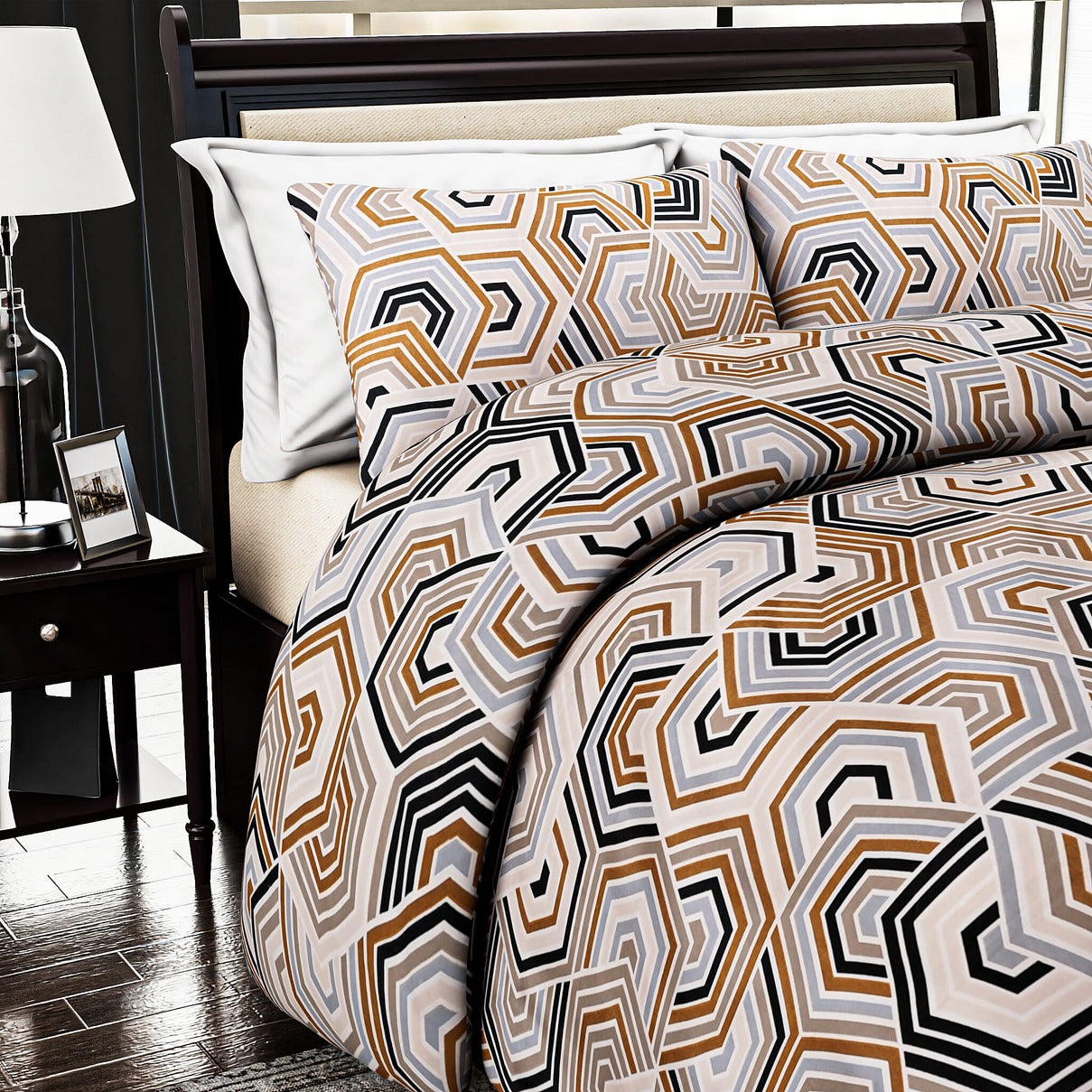 Hush Heaven 3-Piece Printed Duvet Set with Pillow Covers - Storage Bag (Size Double) - Multicolor 8083250 3