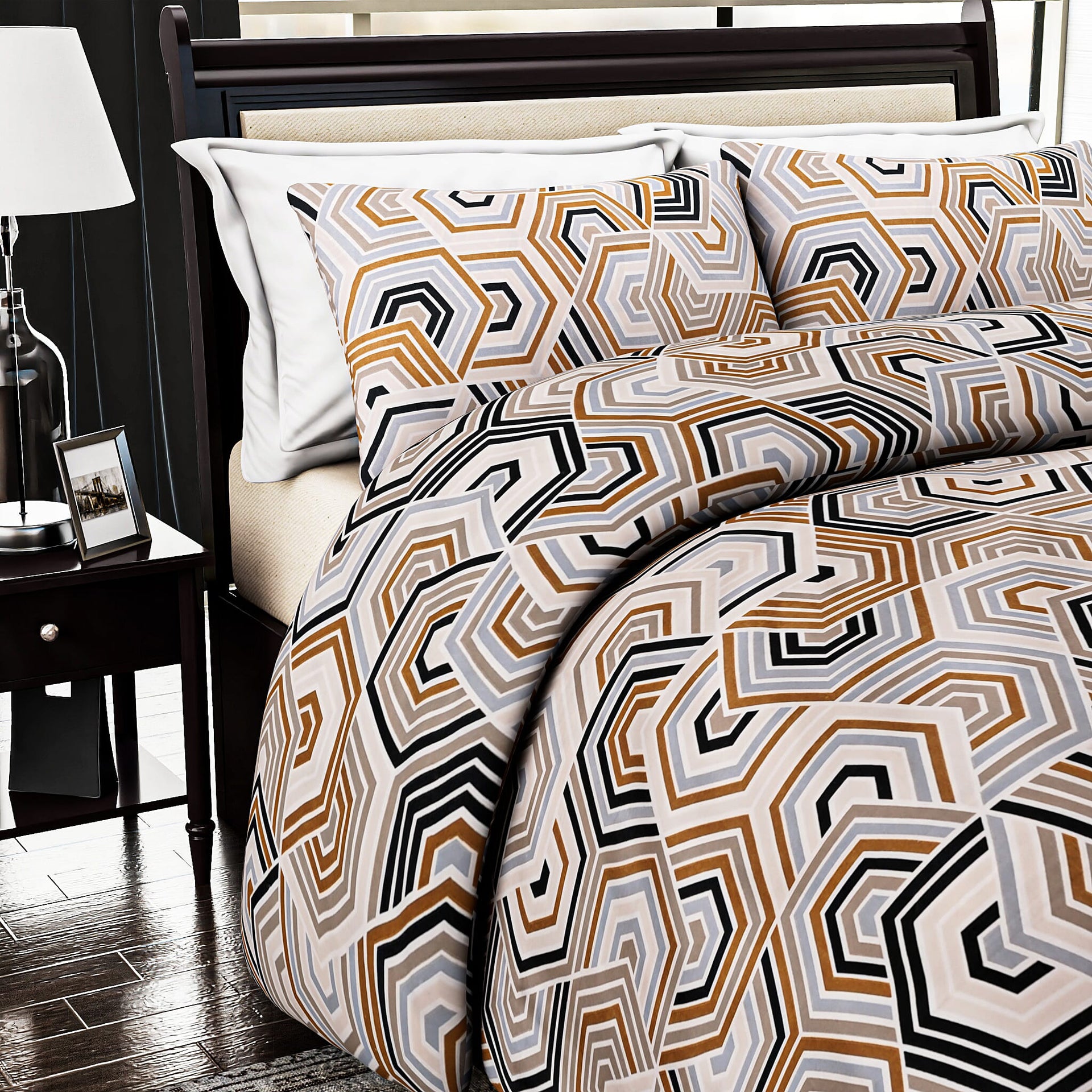 Hush Heaven 3-Piece Printed Duvet Set with Pillow Covers - Storage Bag (Size Double) - Multicolor 8083250 3