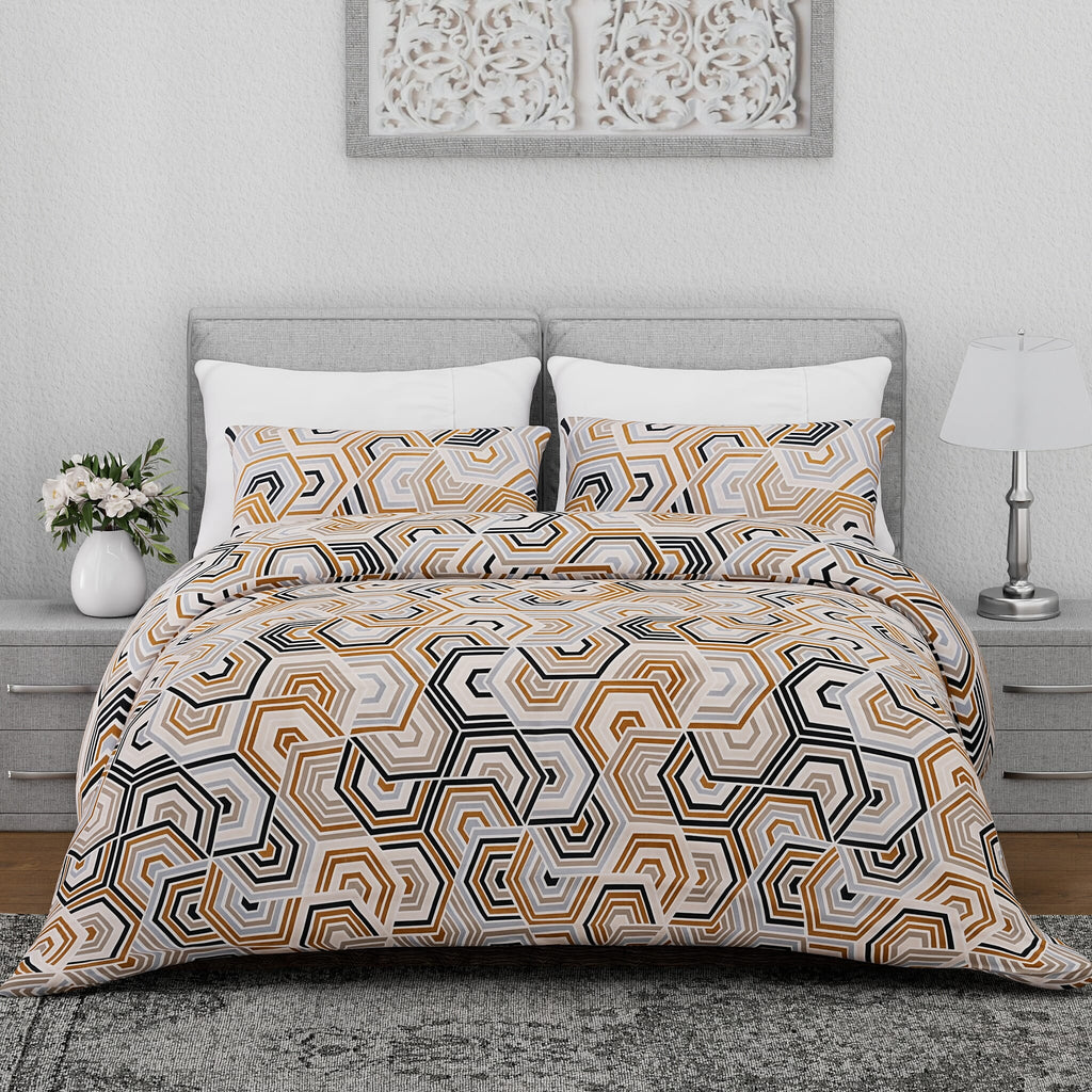 Hush Heaven 3-Piece Printed Duvet Set with Pillow Covers - Storage Bag (Size King) - Multicolor