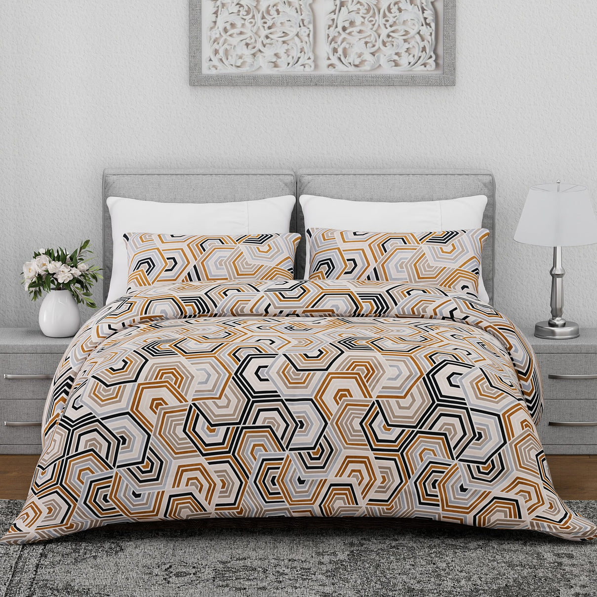 Hush Heaven 3-Piece Printed Duvet Set with Pillow Covers - Storage Bag (Size King) - Multicolor 8083337 0