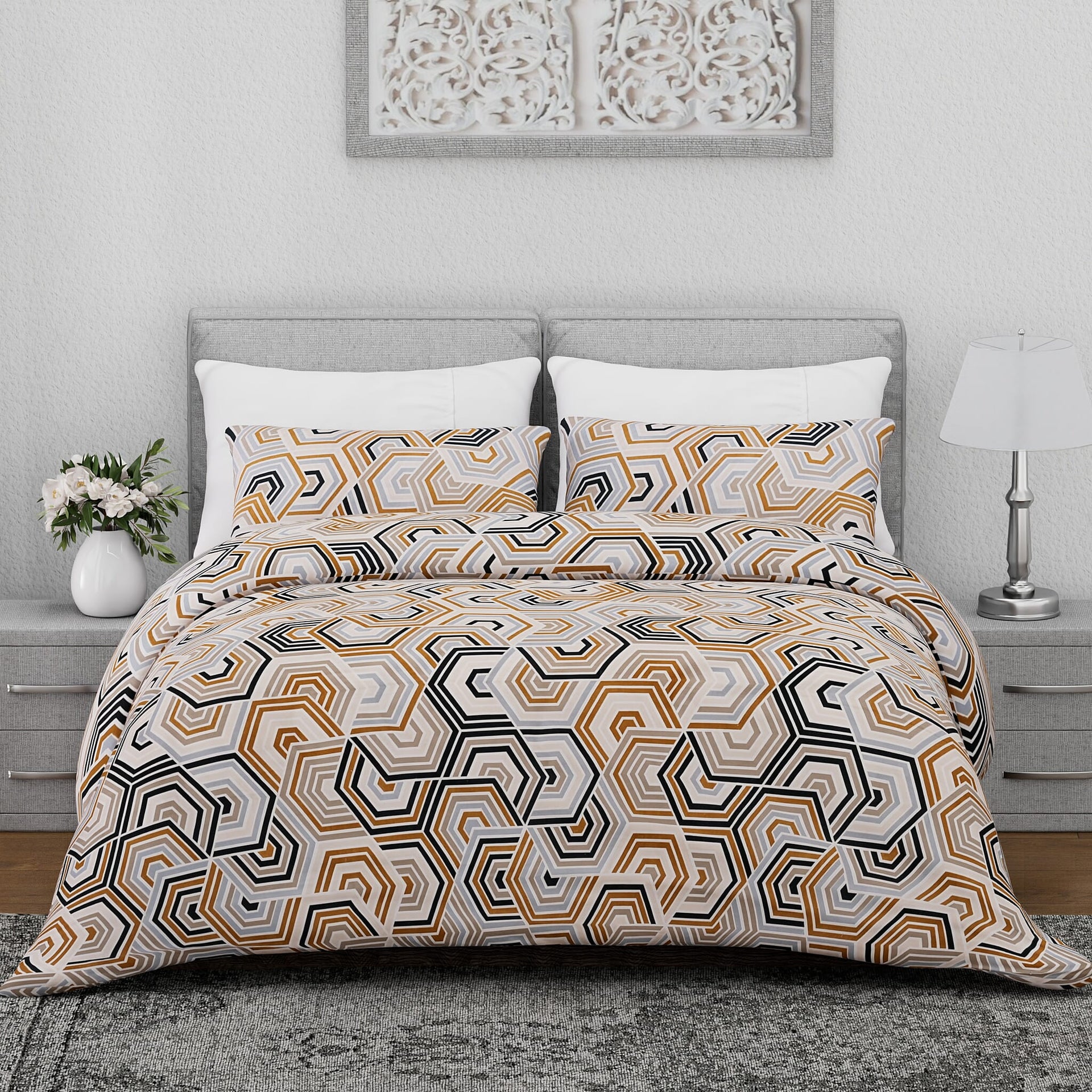 Hush Heaven 3-Piece Printed Duvet Set with Pillow Covers - Storage Bag (Size King) - Multicolor 8083337 0