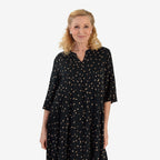 La Marey Gold Metallic Print Midi Dress (Size 10) - Black & Beige