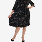 La Marey Gold Metallic Print Midi Dress (Size 10) - Black & Beige