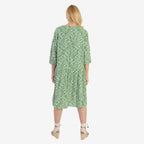 La Marey Brush Stroke Print Midi Dress (Size 10) - Green & White
