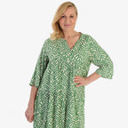 La Marey Brush Stroke Print Midi Dress (Size 10) - Green & White