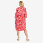 La Marey Brush Stroke Print Midi Dress (Size 10) - Red & White