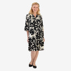 La Marey Brush Stroke Print Midi Dress (Size 12) - Black & White
