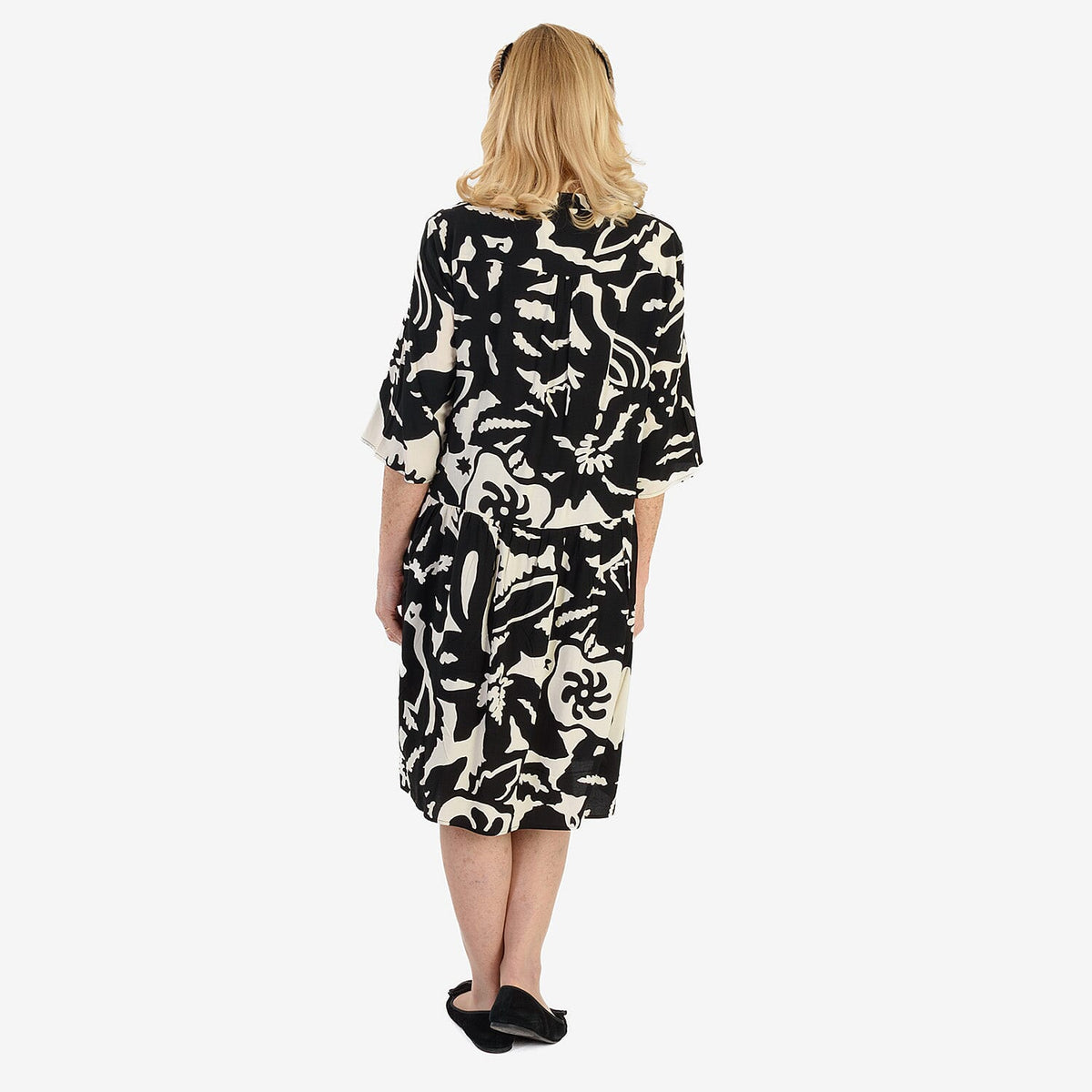La Marey Brush Stroke Print Midi Dress (Size 12) - Black &amp; White V32604798 4