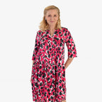 La Marey Brush Stroke Print Midi Dress (Size 12) - Pink & Black