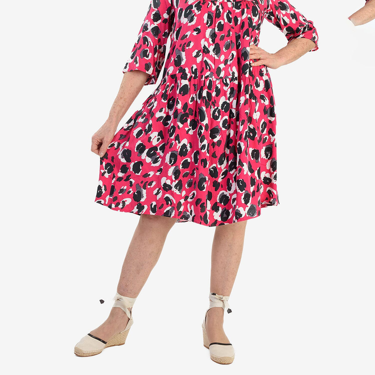 La Marey Brush Stroke Print Midi Dress (Size 12) - Pink &amp; Black V32556107 6
