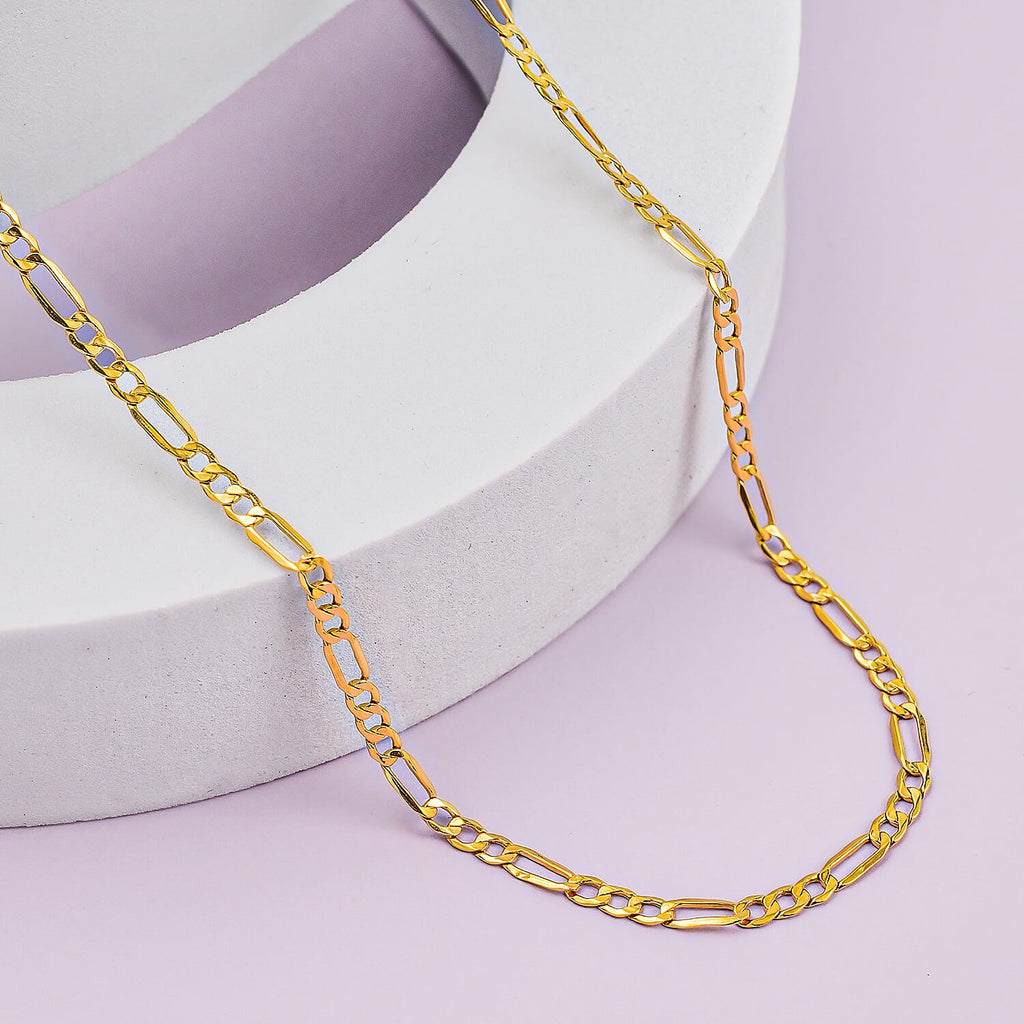 Italian Closeout - 9K Yellow Gold Figaro Necklace (Size - 20)