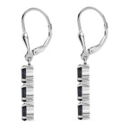 Midnight Sapphire  Solitaire Lever Back Earring in rhodium Sterling Silver 1.68 ct  1.926  Ct.