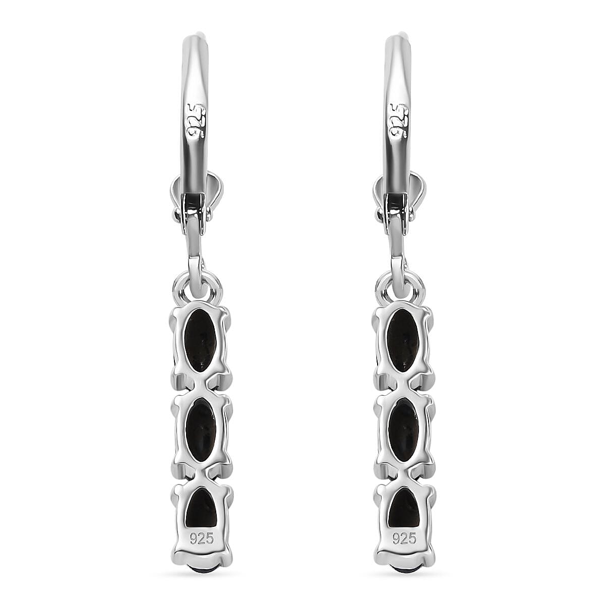 Midnight Sapphire  Solitaire Lever Back Earring in rhodium Sterling Silver 1.68 ct  1.926  Ct. 7966454 5