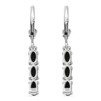 Midnight Sapphire  Solitaire Lever Back Earring in rhodium Sterling Silver 1.68 ct  1.926  Ct.