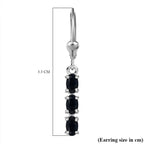 Midnight Sapphire  Solitaire Lever Back Earring in rhodium Sterling Silver 1.68 ct  1.926  Ct.