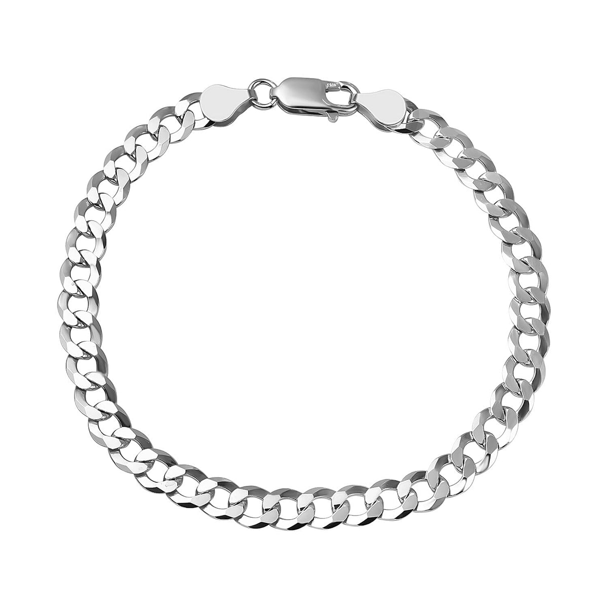 Milan Closeout - Made in ITALY Rounded Curb Bracelet in Sterling Silver (Size - 8), Silver Wt. 7.90 Gms 7723431 0