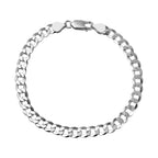 Milan Closeout - Made in ITALY Rounded Curb Bracelet in Sterling Silver (Size - 8), Silver Wt. 7.90 Gms